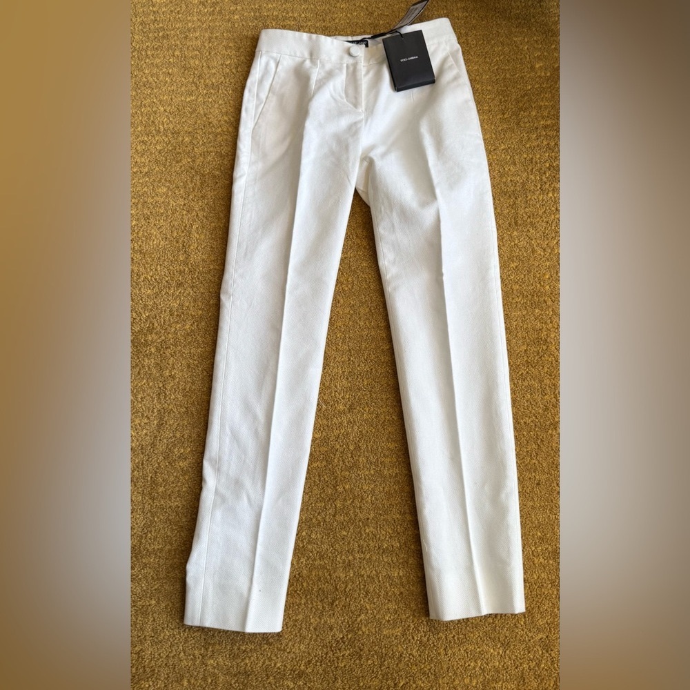 Dolce & Gabbana White Dress Pants Tailored Fit